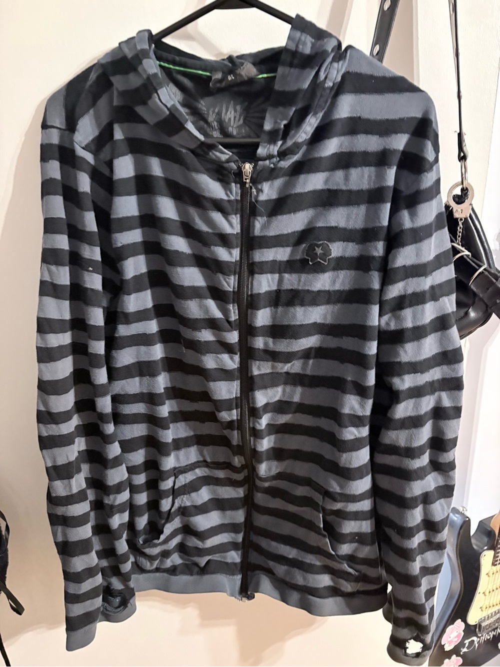 Striped Black & Gray Zip Hoodie